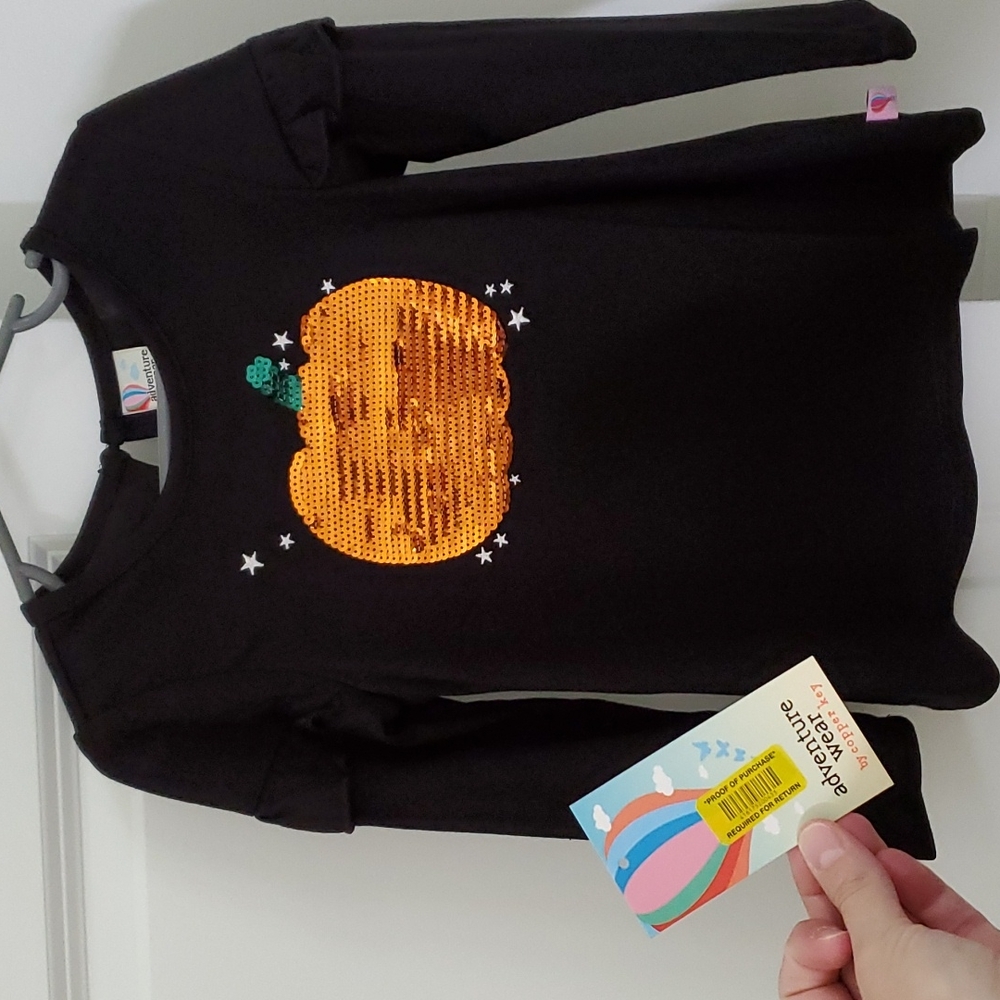 NWT Black Ruffle Long Sleeve Pumpkin T-shirt